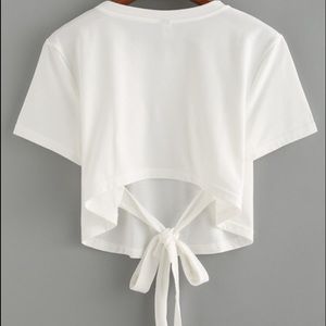 Plain white tee with bow tie back